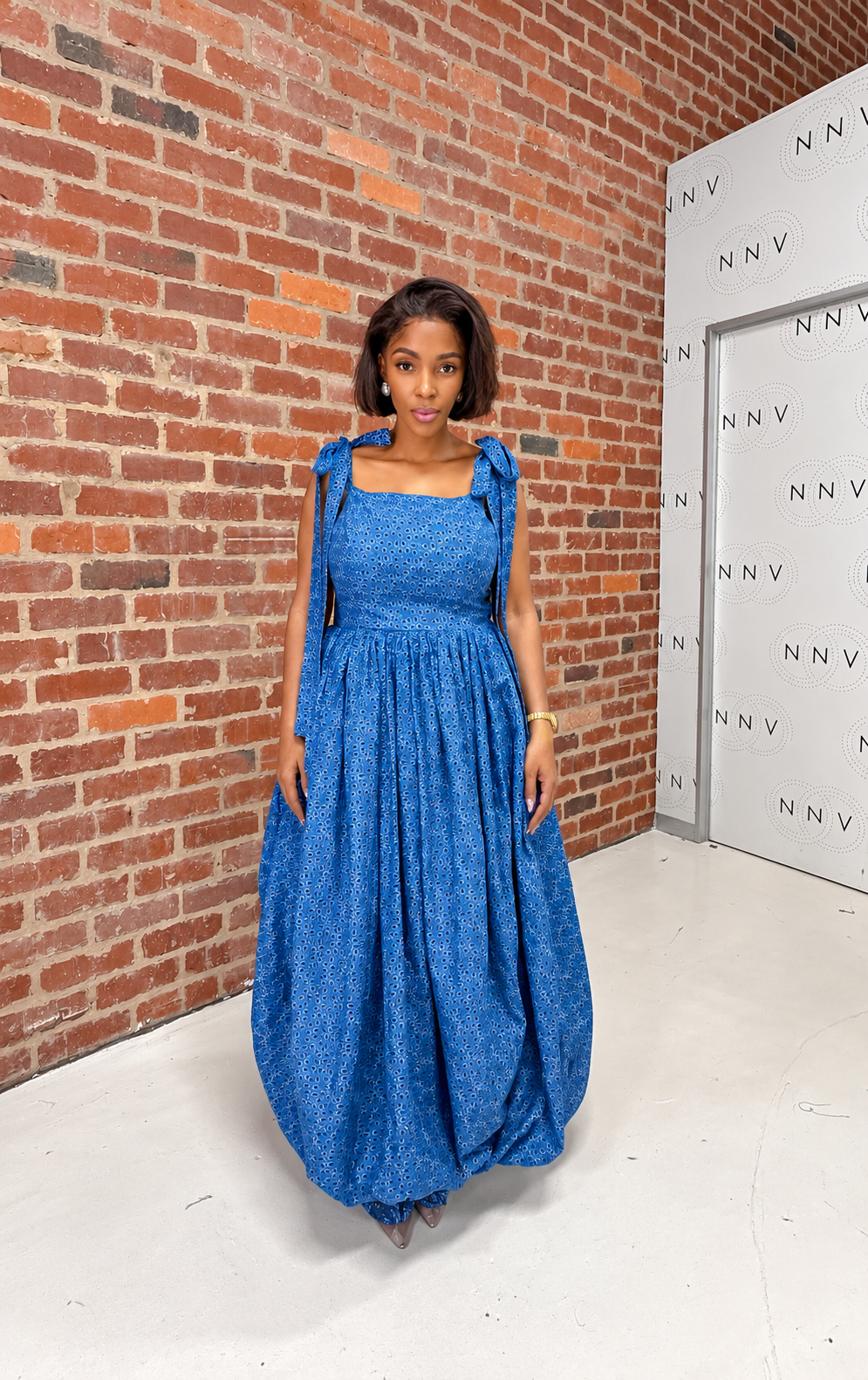 Shweshwe Tie Strap Mamiki Maxi Dress