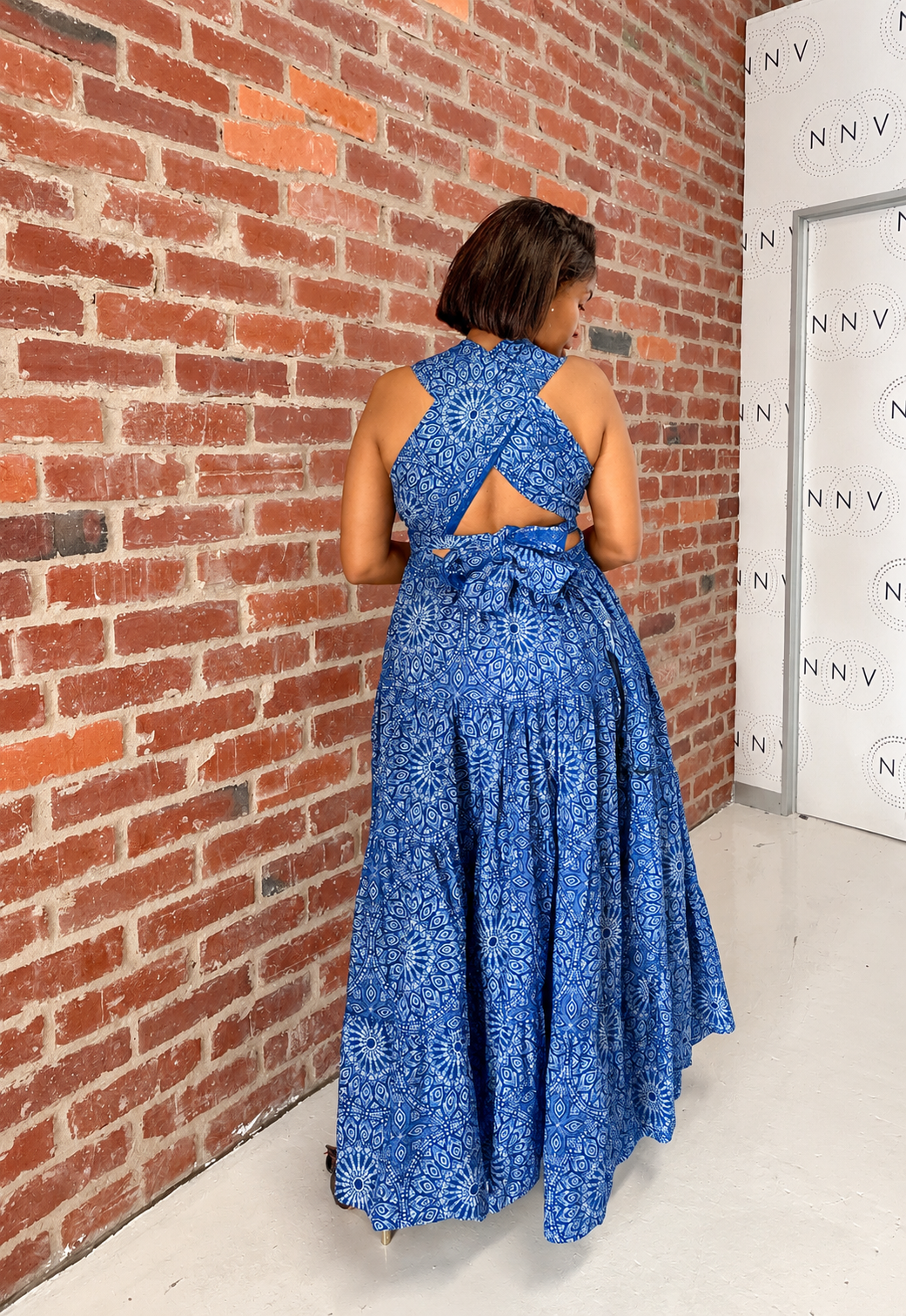 Shweshwe Halter Mmami Maxi Dress