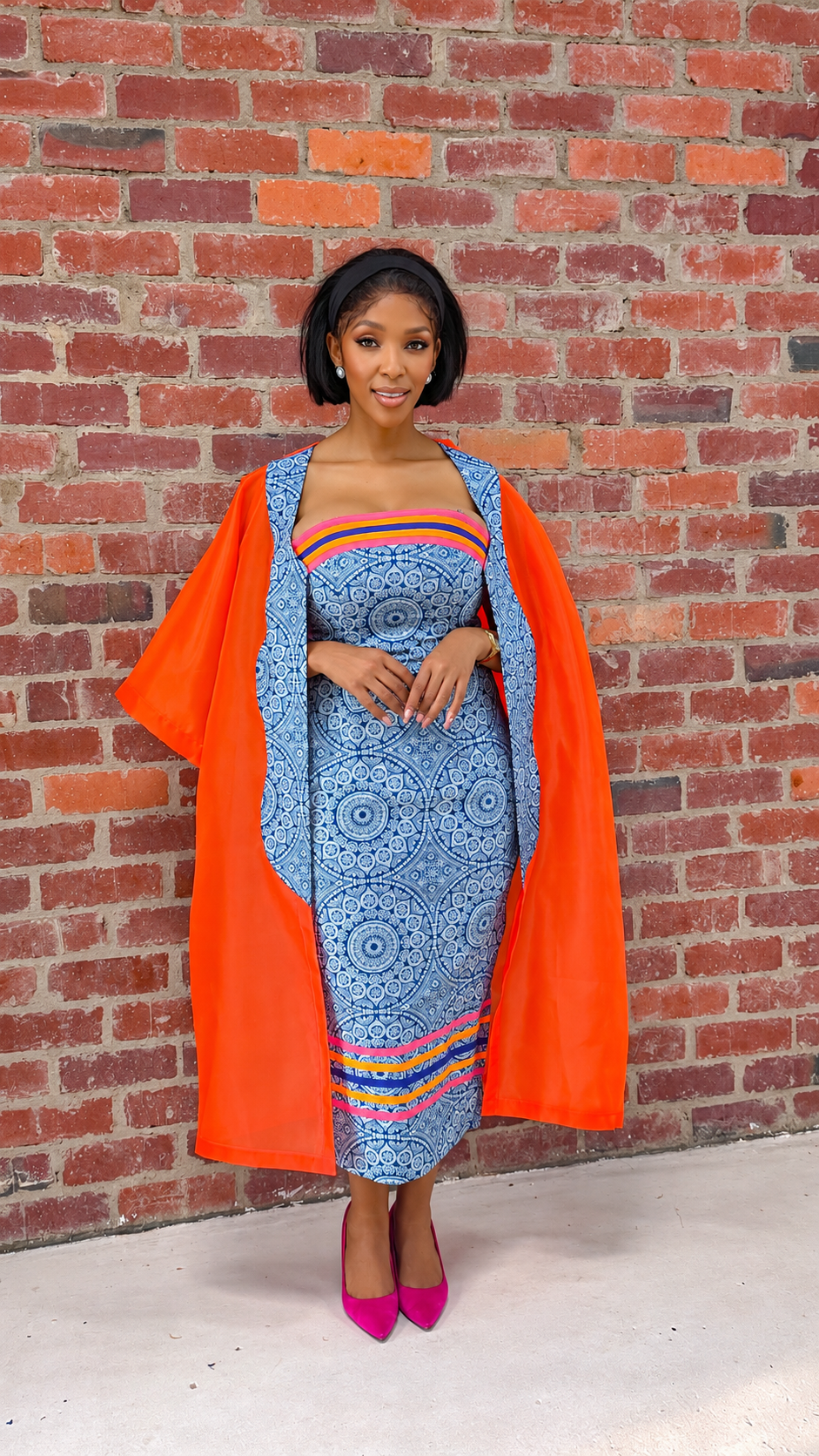 Pabi Kimono (Orange) + Mokgadi Dress