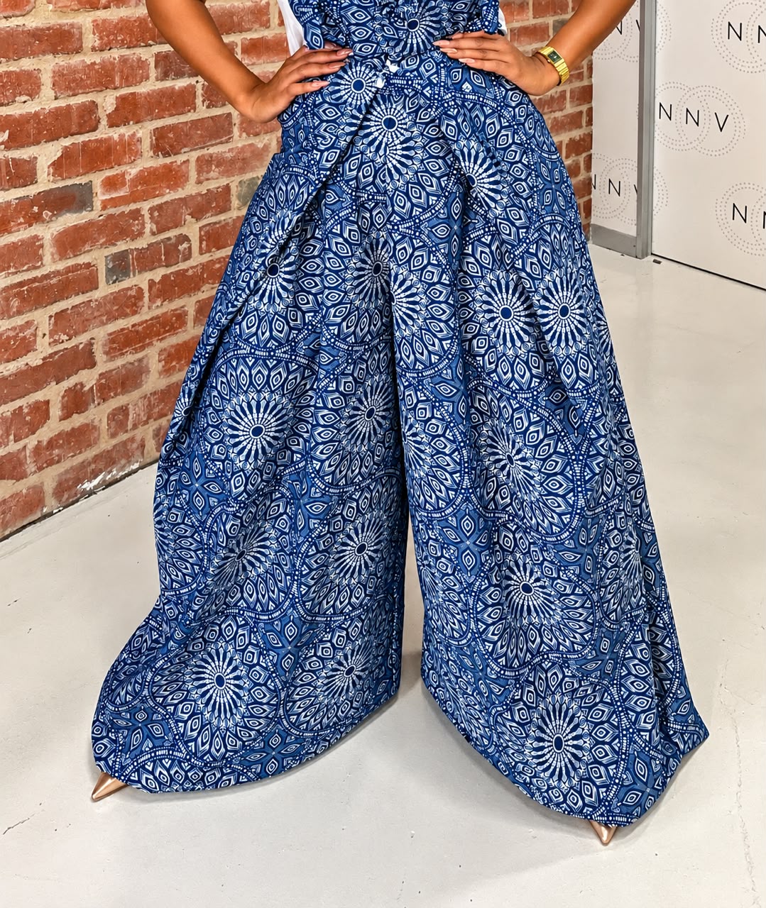 Shweshwe Wide Leg Nunu Pants